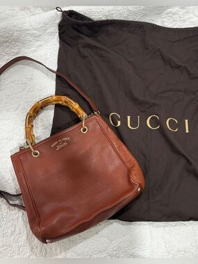 Vintage Gucci Bamboo Shopper Tote Crossbody Bag